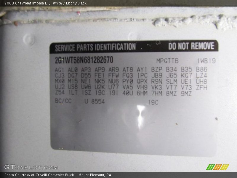 White / Ebony Black 2008 Chevrolet Impala LT