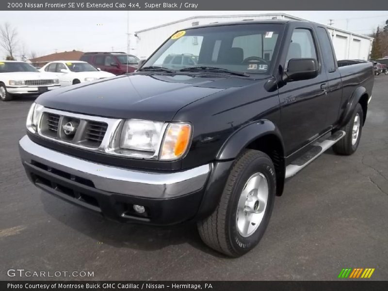 Super Black / Gray 2000 Nissan Frontier SE V6 Extended Cab 4x4
