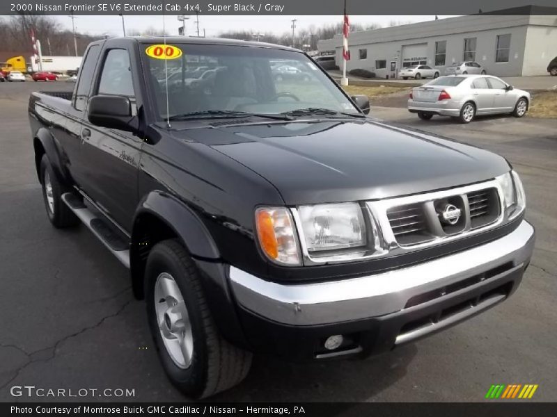 Super Black / Gray 2000 Nissan Frontier SE V6 Extended Cab 4x4