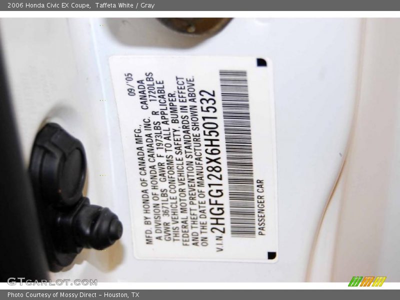 Taffeta White / Gray 2006 Honda Civic EX Coupe