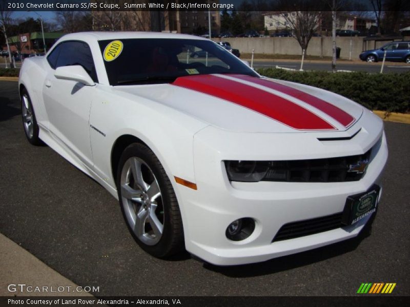 Summit White / Black/Inferno Orange 2010 Chevrolet Camaro SS/RS Coupe