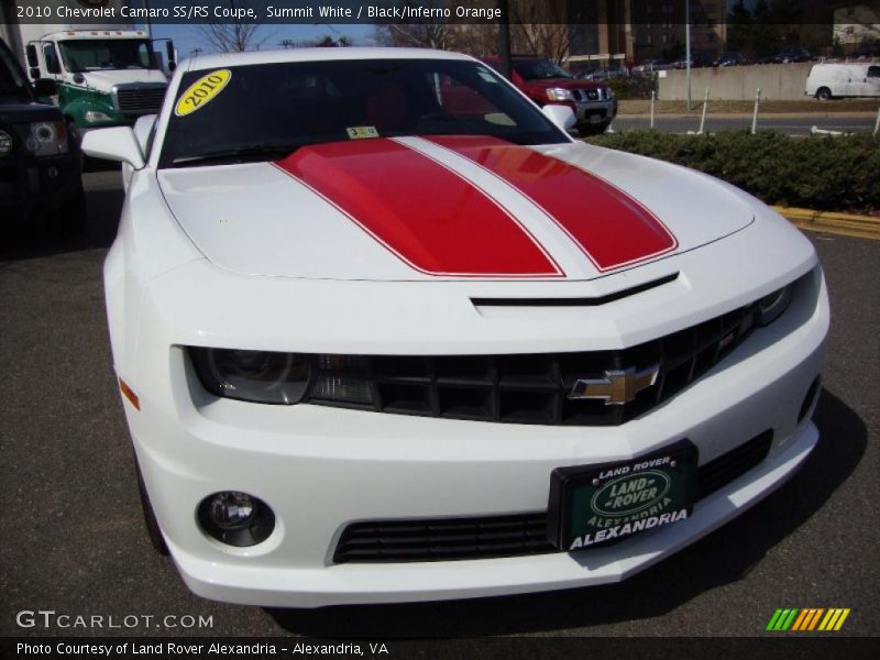 Summit White / Black/Inferno Orange 2010 Chevrolet Camaro SS/RS Coupe