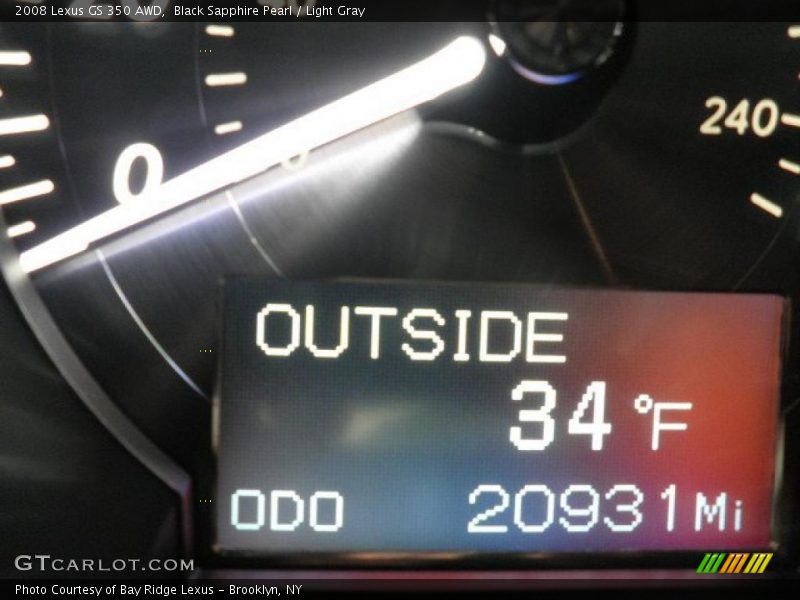 Black Sapphire Pearl / Light Gray 2008 Lexus GS 350 AWD