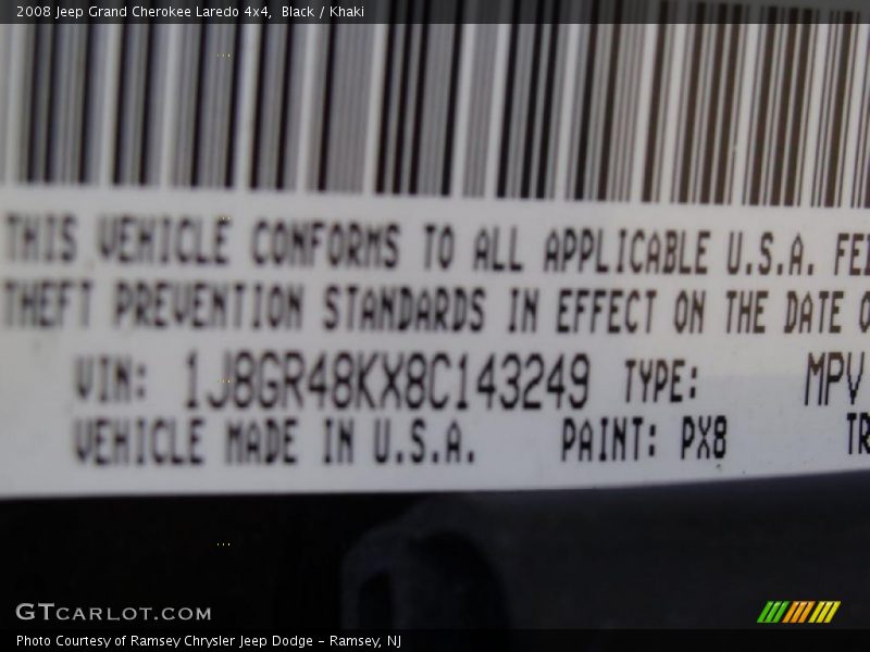 Black / Khaki 2008 Jeep Grand Cherokee Laredo 4x4