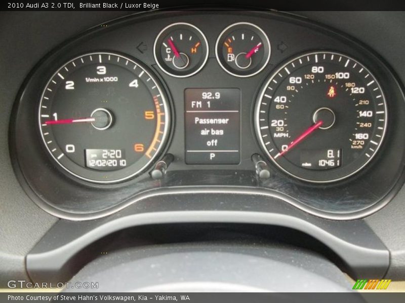  2010 A3 2.0 TDI 2.0 TDI Gauges