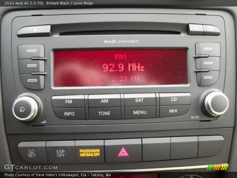 Controls of 2010 A3 2.0 TDI