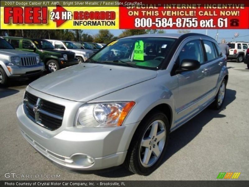 Bright Silver Metallic / Pastel Slate Gray/Red 2007 Dodge Caliber R/T AWD