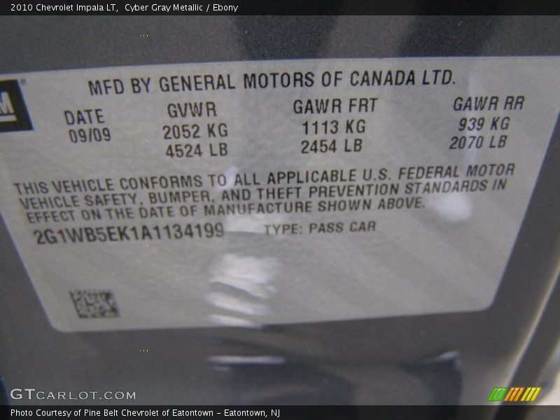 Cyber Gray Metallic / Ebony 2010 Chevrolet Impala LT