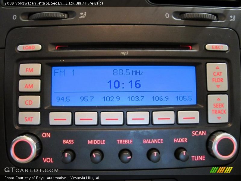 Black Uni / Pure Beige 2009 Volkswagen Jetta SE Sedan