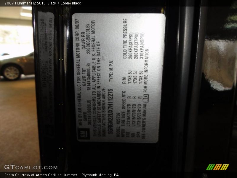 Black / Ebony Black 2007 Hummer H2 SUT