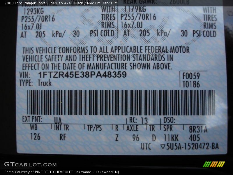 Black / Medium Dark Flint 2008 Ford Ranger Sport SuperCab 4x4