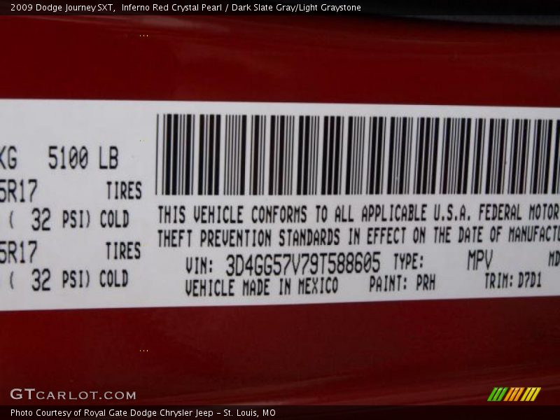 Inferno Red Crystal Pearl / Dark Slate Gray/Light Graystone 2009 Dodge Journey SXT