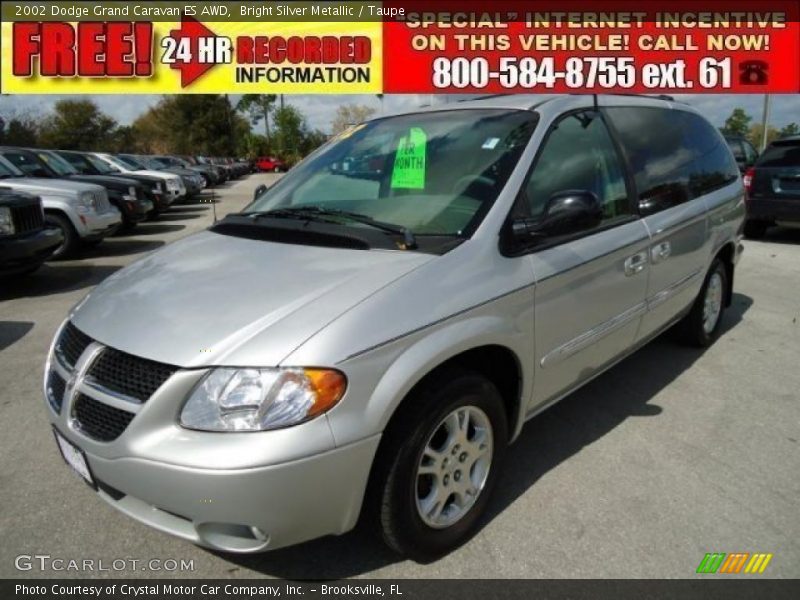 Bright Silver Metallic / Taupe 2002 Dodge Grand Caravan ES AWD