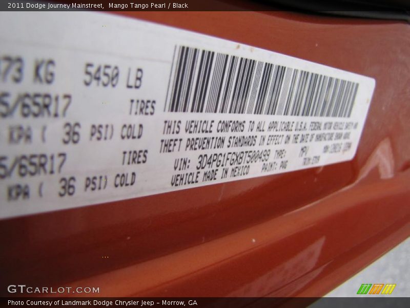 Mango Tango Pearl / Black 2011 Dodge Journey Mainstreet