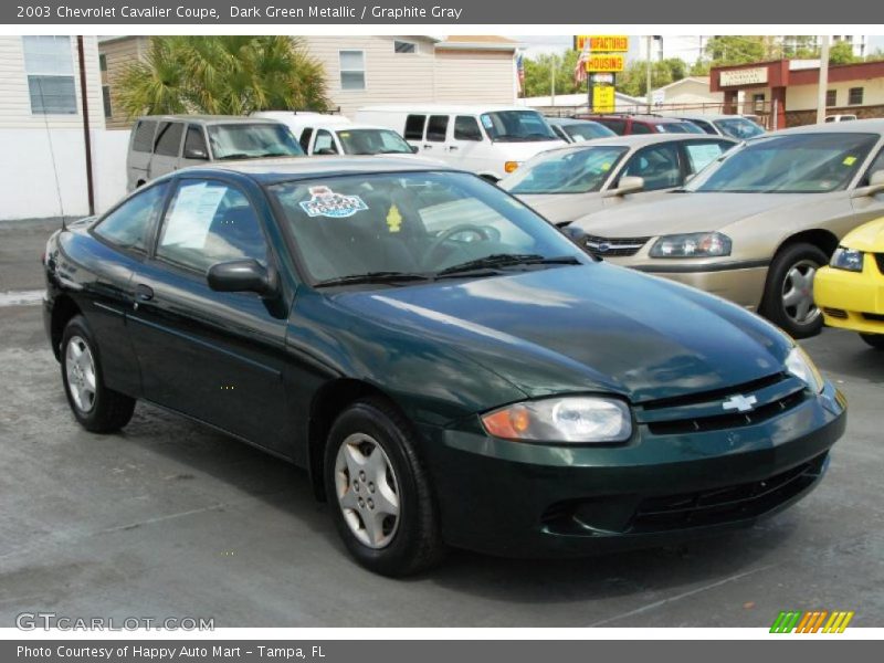 Dark Green Metallic / Graphite Gray 2003 Chevrolet Cavalier Coupe