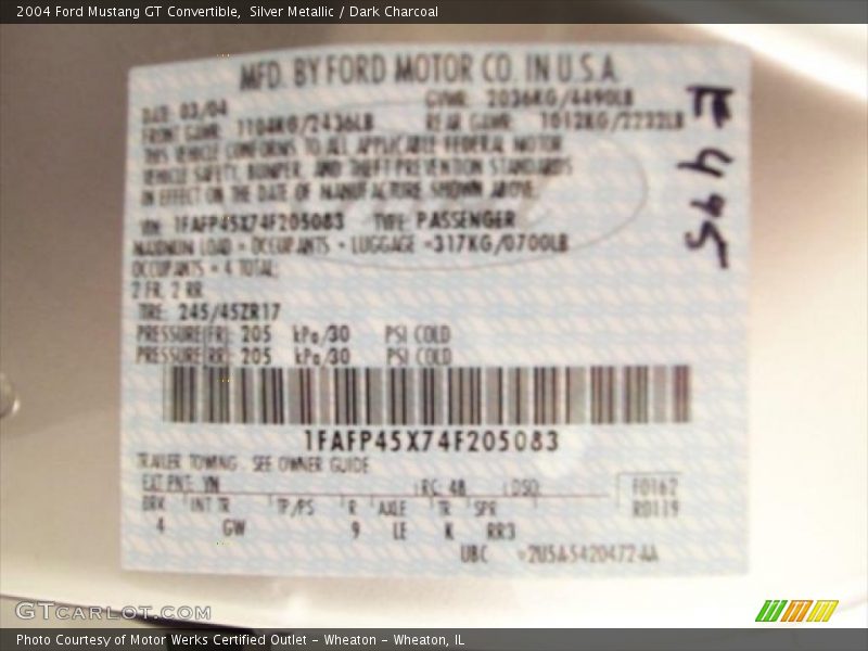 Silver Metallic / Dark Charcoal 2004 Ford Mustang GT Convertible