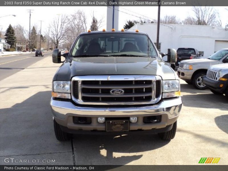 Dark Highland Green Metallic / Castano Brown 2003 Ford F350 Super Duty King Ranch Crew Cab 4x4 Dually