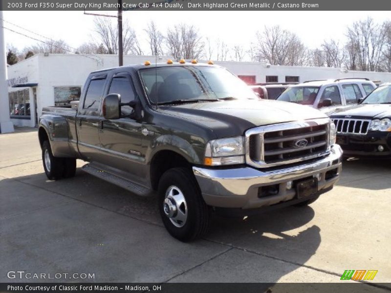 Dark Highland Green Metallic / Castano Brown 2003 Ford F350 Super Duty King Ranch Crew Cab 4x4 Dually