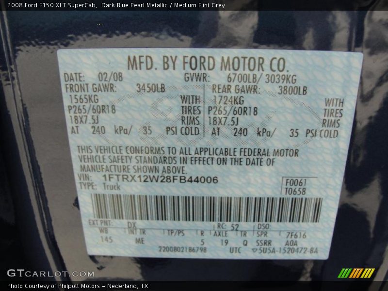 Dark Blue Pearl Metallic / Medium Flint Grey 2008 Ford F150 XLT SuperCab