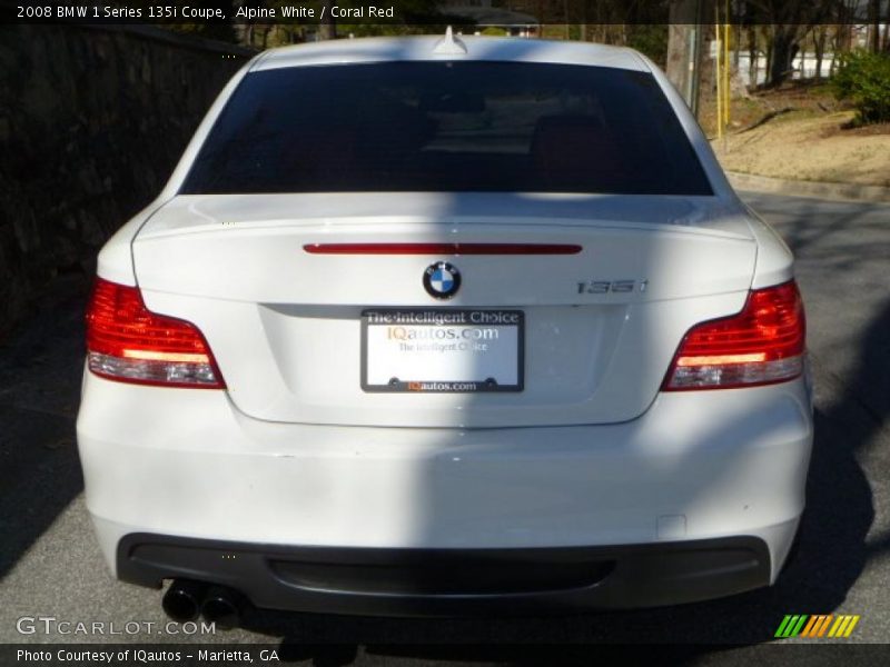 Alpine White / Coral Red 2008 BMW 1 Series 135i Coupe