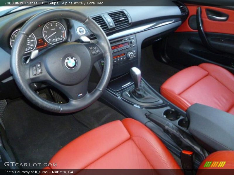 Alpine White / Coral Red 2008 BMW 1 Series 135i Coupe