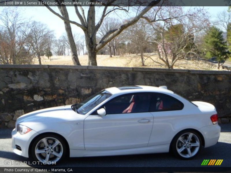 Alpine White / Coral Red 2008 BMW 1 Series 135i Coupe