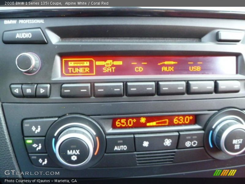 Alpine White / Coral Red 2008 BMW 1 Series 135i Coupe
