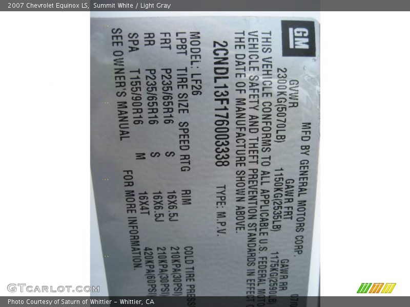 Summit White / Light Gray 2007 Chevrolet Equinox LS