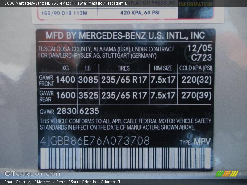 Pewter Metallic / Macadamia 2006 Mercedes-Benz ML 350 4Matic