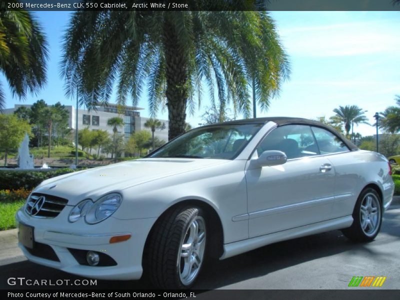 Arctic White / Stone 2008 Mercedes-Benz CLK 550 Cabriolet