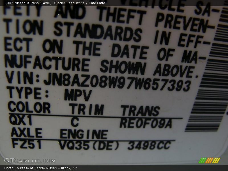 Glacier Pearl White / Cafe Latte 2007 Nissan Murano S AWD