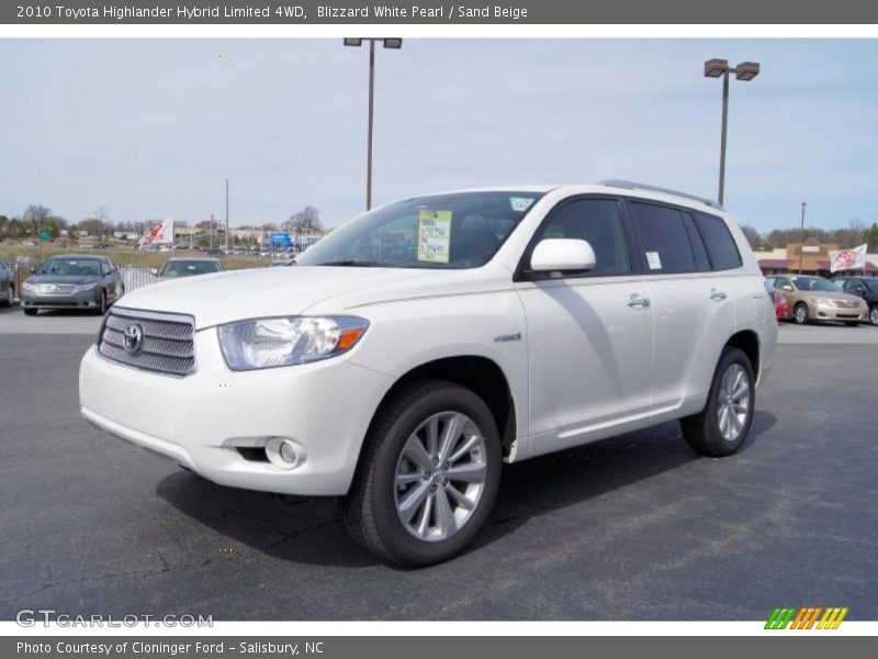 Blizzard White Pearl / Sand Beige 2010 Toyota Highlander Hybrid Limited 4WD