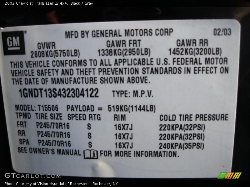 Black / Gray 2003 Chevrolet TrailBlazer LS 4x4