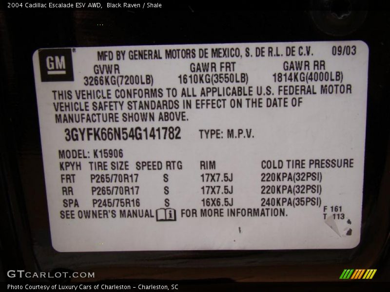 Black Raven / Shale 2004 Cadillac Escalade ESV AWD