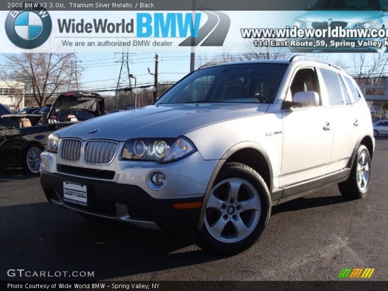 Titanium Silver Metallic / Black 2008 BMW X3 3.0si