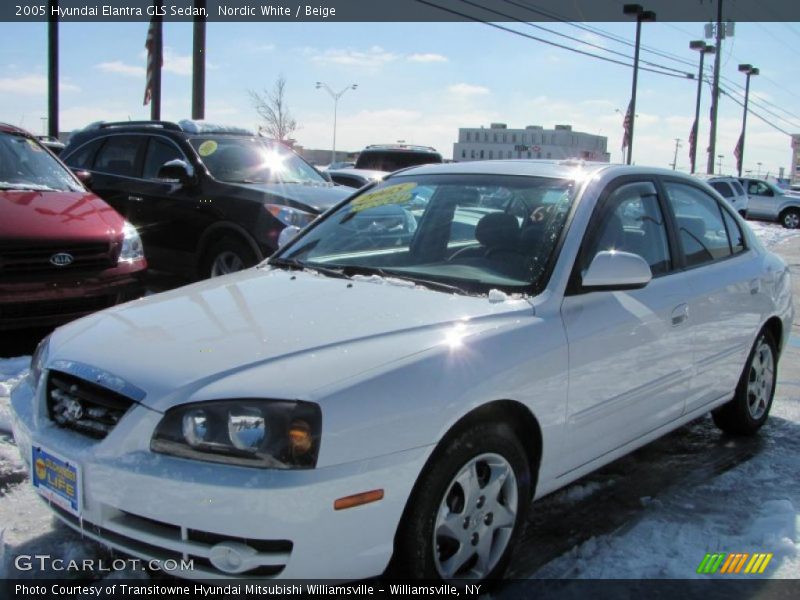Nordic White / Beige 2005 Hyundai Elantra GLS Sedan