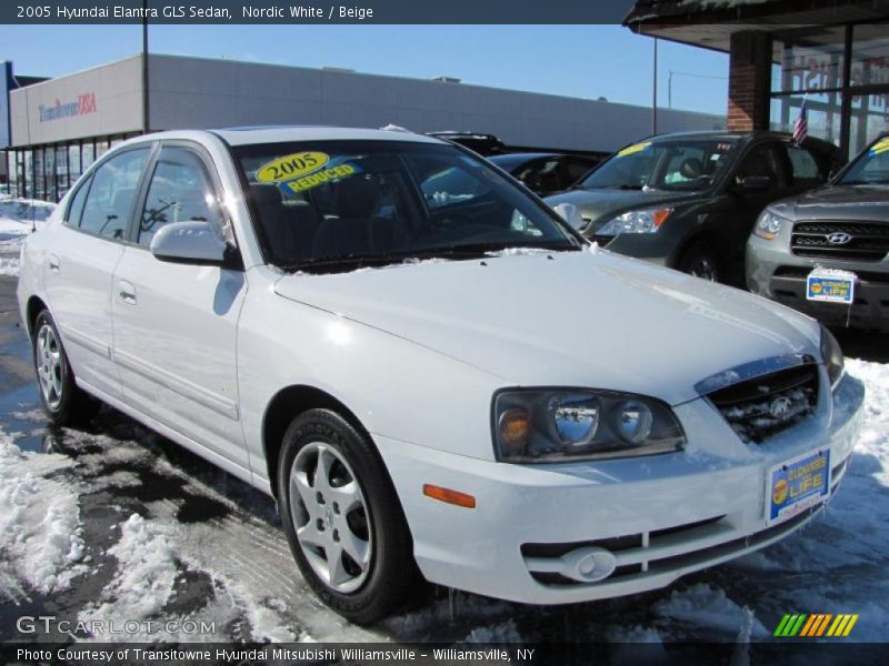 Nordic White / Beige 2005 Hyundai Elantra GLS Sedan