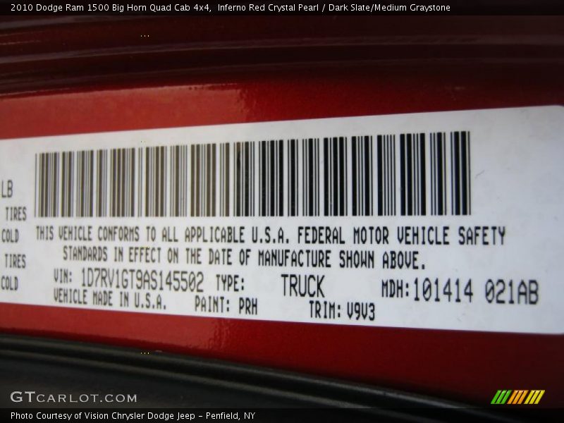 Inferno Red Crystal Pearl / Dark Slate/Medium Graystone 2010 Dodge Ram 1500 Big Horn Quad Cab 4x4
