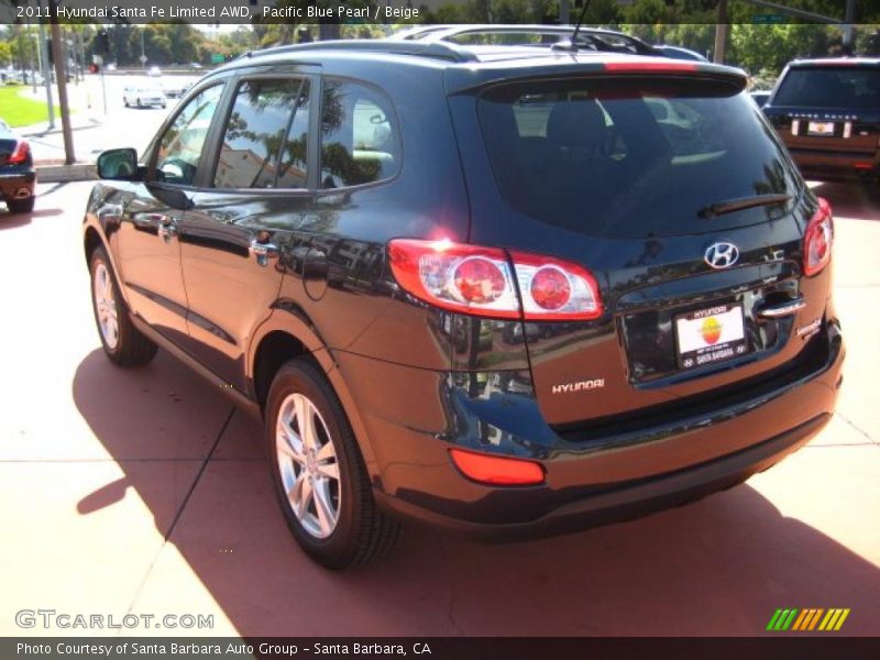 Pacific Blue Pearl / Beige 2011 Hyundai Santa Fe Limited AWD