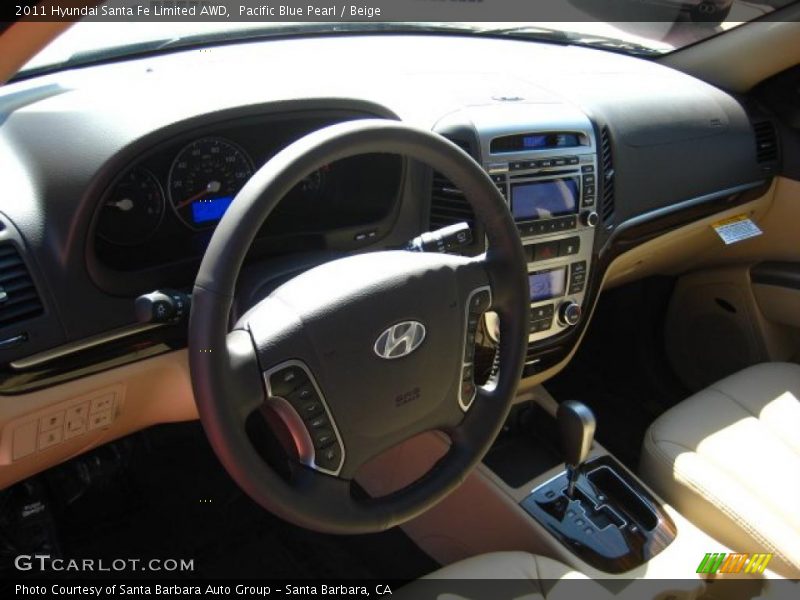 Pacific Blue Pearl / Beige 2011 Hyundai Santa Fe Limited AWD