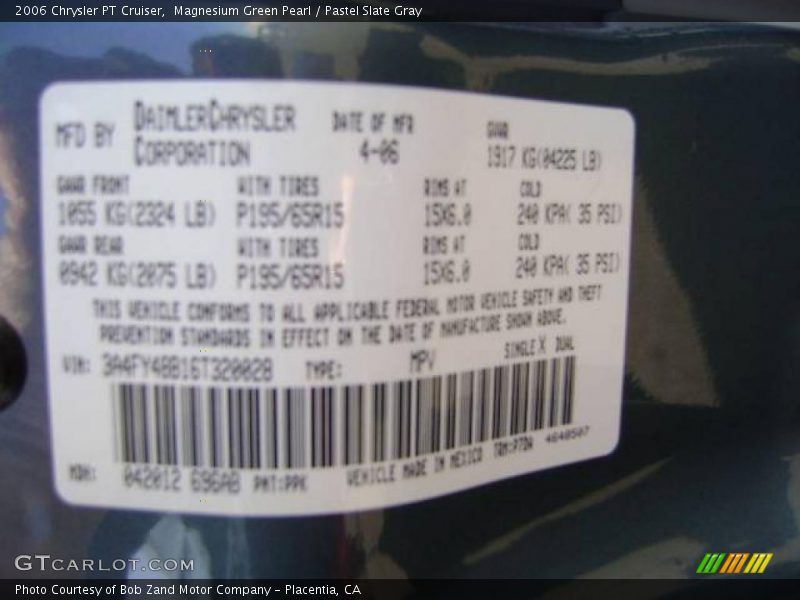 Magnesium Green Pearl / Pastel Slate Gray 2006 Chrysler PT Cruiser