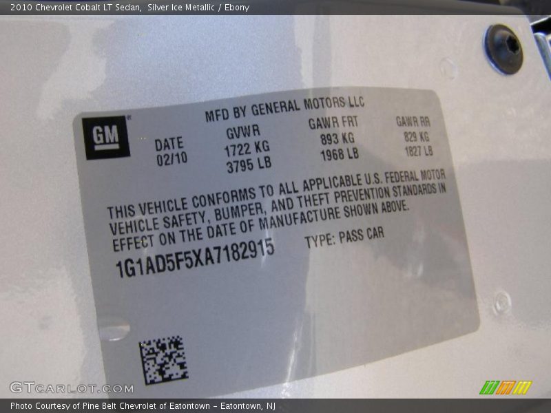 Silver Ice Metallic / Ebony 2010 Chevrolet Cobalt LT Sedan