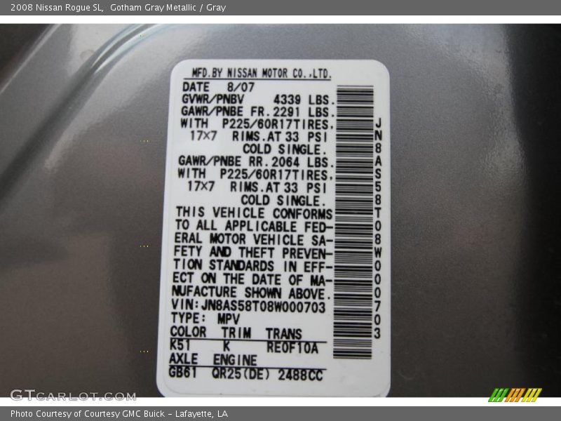 Gotham Gray Metallic / Gray 2008 Nissan Rogue SL
