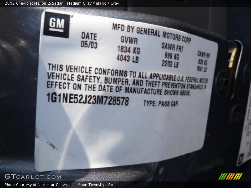 Medium Gray Metallic / Gray 2003 Chevrolet Malibu LS Sedan
