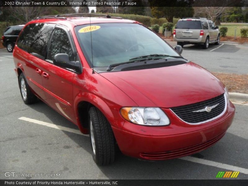 Inferno Red Tinted Pearlcoat / Taupe 2002 Chrysler Town & Country EX