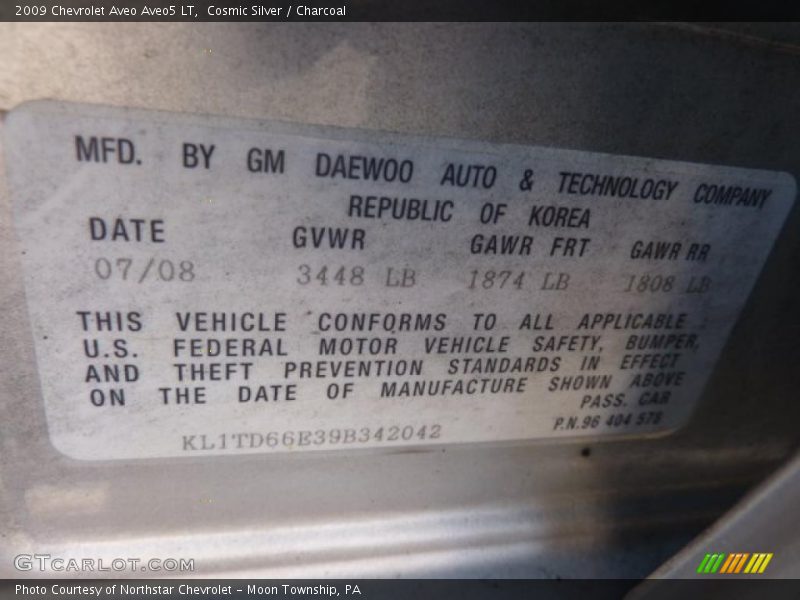Cosmic Silver / Charcoal 2009 Chevrolet Aveo Aveo5 LT