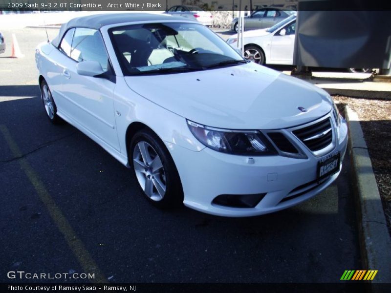 Arctic White / Black 2009 Saab 9-3 2.0T Convertible