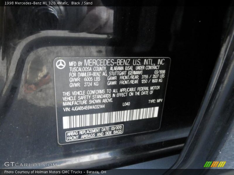 Black / Sand 1998 Mercedes-Benz ML 320 4Matic