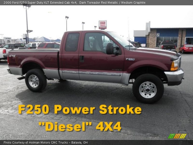 Dark Toreador Red Metallic / Medium Graphite 2000 Ford F250 Super Duty XLT Extended Cab 4x4