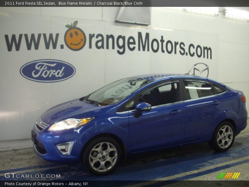 Blue Flame Metallic / Charcoal Black/Blue Cloth 2011 Ford Fiesta SEL Sedan